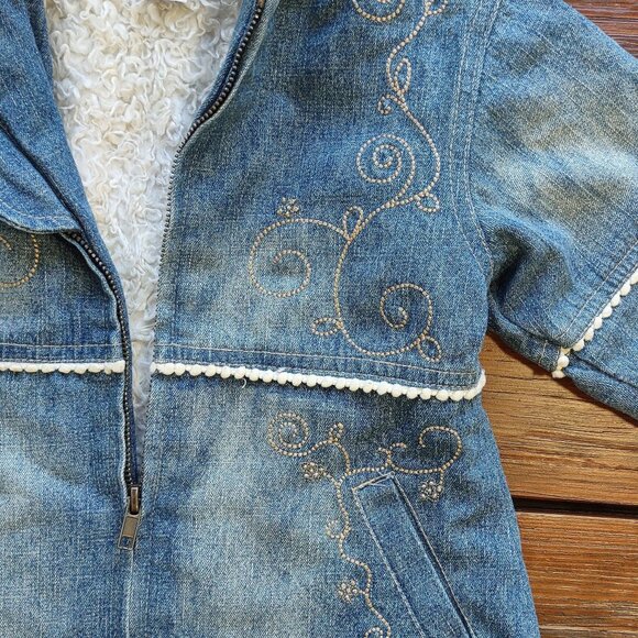 Orchestra 'Penny Lane' Denim Coat w/ Hood Embroidered Full Zip Toddler Girl 2T - Picture 9 of 11